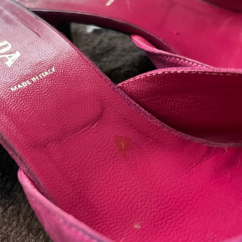 Prada Women's Fuchsia Suede Kitten Heels - Picture 9 of 9